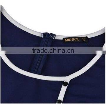 Women's Retro Navy Style 1/2 Sleeve Slim Bodycon Business Pencil Dress