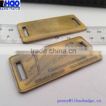 Plated technic embossed metal badge labels,metal tags for clothing