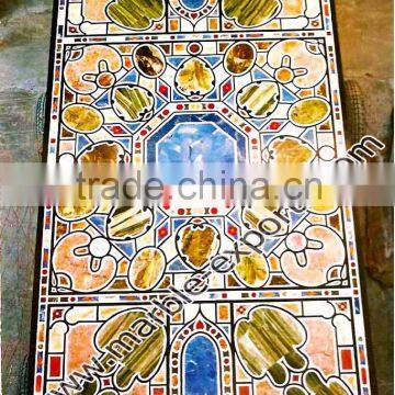 Beautiful Marble Inlay Design Table Top, Marble Inlay Rectangle Table Top