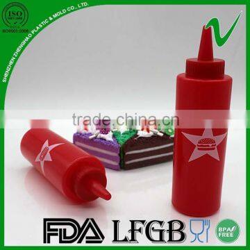 LDPE Cylinder Squeeze Food 165ml Long Nozzle Plastic Bottle for Sauces