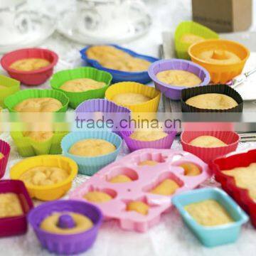 Colorful Like Rainbow Silicone Muffin Cup Multicolor Round Square Mini Dishwasher Mini Microwave Silicone Cake Mold photo-2