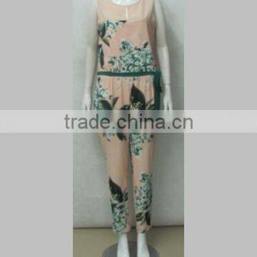 Pretty Steps 2015 new fashion special color jumpsuit high quality floral print chiffon dress