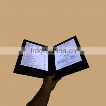 2015 a4 restaurant leather led menu cover for hotel