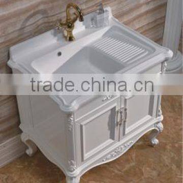 antique style soild wood with flower wash cabinet and ceramics top basin