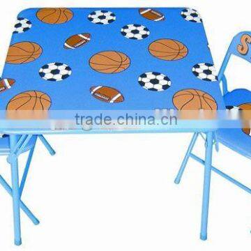 Blue folding children table and chair set