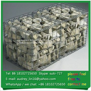 Guangzhou Factory galfan and PVC coated steel wire stone gabion box for water and flood to control