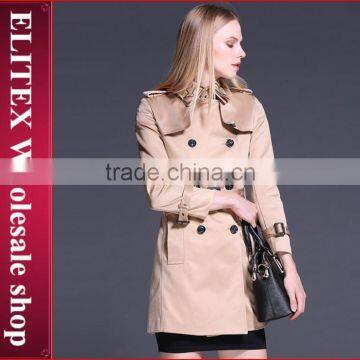 2015 Office Lady Brown Turn-down Collar Overcoat Winter Dress