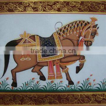 Silk Cloth Folk History India History Animal art Forest China Miniature Painting Elephant