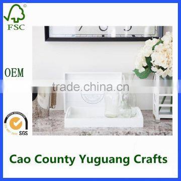 White Wooden Antique Serving Tray Carrying Tray With Handles photo-5