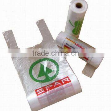 Hdpe t-shirt bags on roll,printing