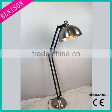 110V 220 Table lamp plug manual switch swing led high floor lamp black metal & electroplate silver lampshade lighting