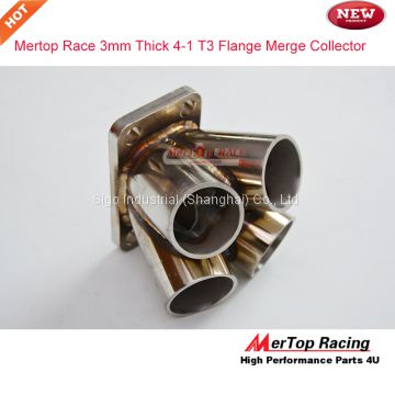 MERTOP Race 3mm thick full SS304 4-1 MERGE COLLECTOR Turbo Manifold Exhaust with T3 Flange