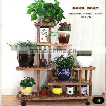 China Factory Wholesale Antique Wooden Plant Stand With Wheels photo-5