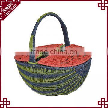 Unique Watermelon Style Plastic Wicker Woven Picnic Basket for Sale