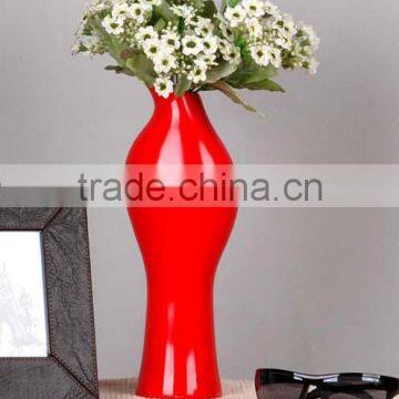 Fiberglass artistic colorful red flower vases for home decoration