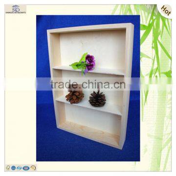 Modern Stylish Cuboid Grids Compartment Pine Wooden Plate Tray photo-5