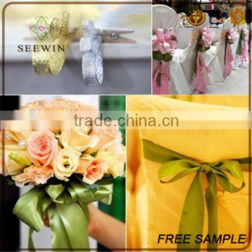 White Red Pink Customerised Soft Satin Fabric Floral Offray Ribbon photo-6