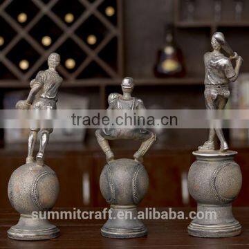 Set of 3 Resin Vintage Baseball Player Figurine photo-2