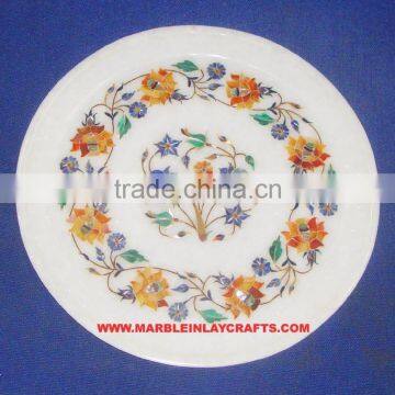 Elegant Marble Inlay Plate Vendor