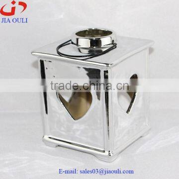 plating silver ceramic heart hollowed-out hurricane lamp