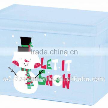 NON-WOVEN FOLDING KIDS SNOWMAN STORAGE W/LID