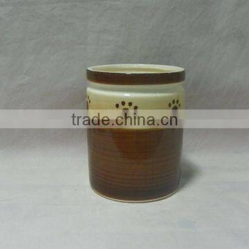 Ceramic Treat Jar With Brown Color