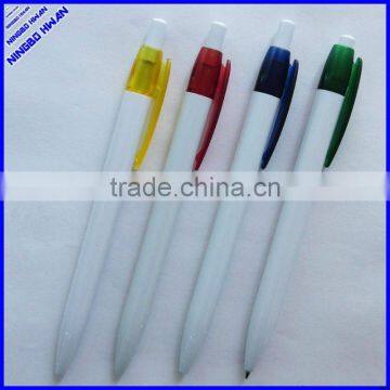 140m length white color simple plastic promotional pen logo print