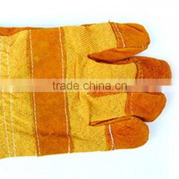 Yellow color welding protective leather gloves for men, short cuff