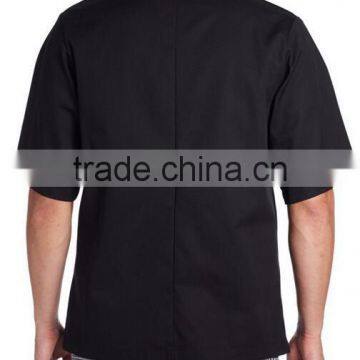 Wholesale Mens Clothing Custom Short Sleeve Stand Collar Black Casual Classic Chef Coat Uniform Men Tops photo-2