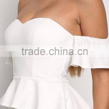 Fabulous Sexy Girls White Off Shoulder Peplum Bodycon Night Party Dress Pictures All Types Of Ladies Dresses HSd5039 photo-6
