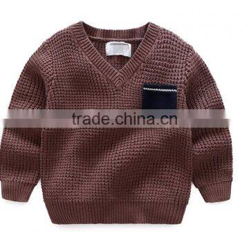 Wholesale Cotton Knitted German V Neck Sweater Pullover With Pocket photo-3