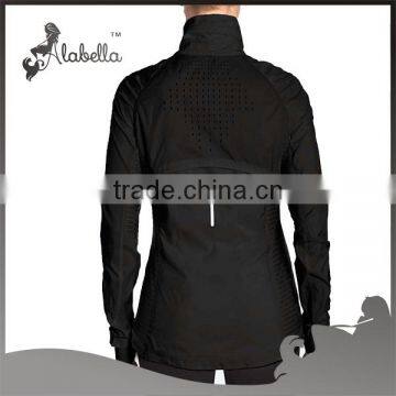 Black Fitness Rain Jacket Soft Hand Feeling Fabric for Jacket photo-2