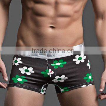 Custom Men's Fashion Underwear Cotton Printed Flower Underpants Button Decorative Pouch Enhancing Boers for Men photo-3