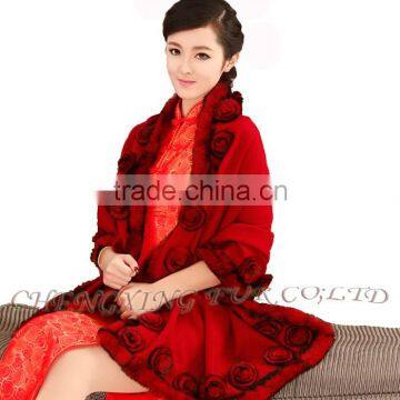 CX-B-P-40D New Products Fur Floral Cheap Wholesale Pashmina Shawl photo-2