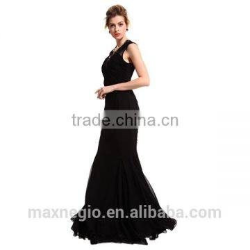 New V Neck Spaghetti Strap Online Univision Boutique Sequin Fabric Long Mermaid Evening Dress photo-5
