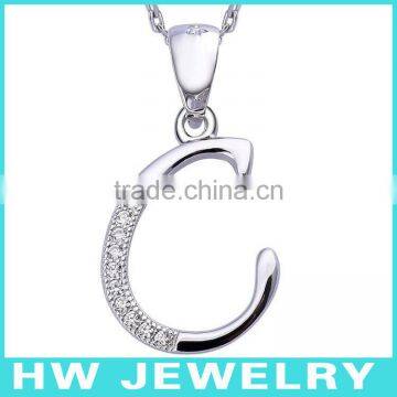 Letter C pendants Necklace Silver 925 Z Cubic Zirconia Necklaces