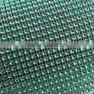 Wholesale Hotfix Plastic Rhinestone Crystal Ribbon Trimming Lake Green Mesh For Dress photo-2