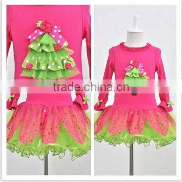 new christmas kids dress girl's dress child christmas tree boutique dress for girls