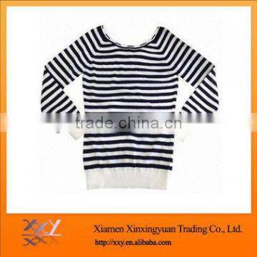 Women OEM Sweatshirts High Quality Black White Stripe Sweatshirts