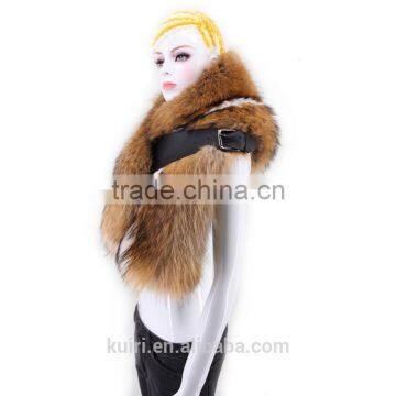Women's Real Fox Fur Shawl Knitted Fox Fur Pashmina With Pocket Warm Women Scarf photo-4