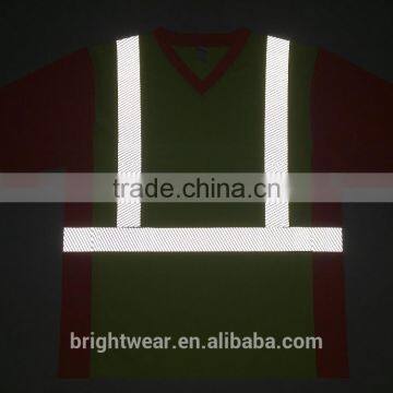 ANSI 107 V-neck 3M5510 Segmented Reflective Tape Mesh USA Protective T-shirt