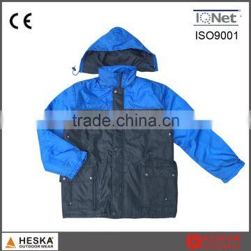 Mens two color hoodies parka for men blue coat