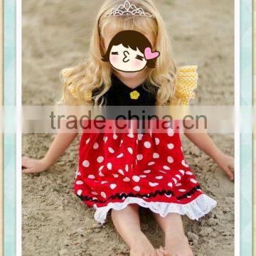 New fashion low price good quality Dress flutter sleeve black and red dress baby girl Wholesale Clothes Dress