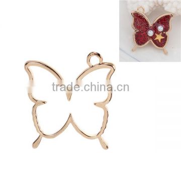 Custom Butterfly Animal Gold Plated Open Back Bezel Pendants For Resin