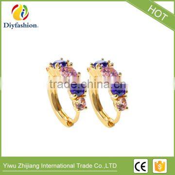Latest Design Jewelry Copper Material Gold Plated Cubic Zirconia cz Stud Earrings photo-2