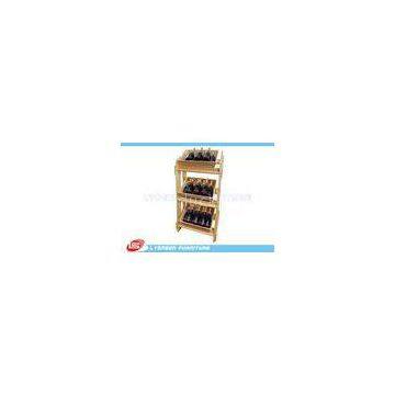 Natural MDF Wood Display Stands SGS / Free Standing Wine Display Shelves For Retail Shop