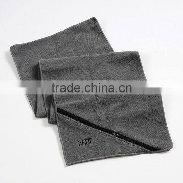 2017 Hot Selling Microfiber Sport Towel,gym Towel With Zipper Pocket Textile for Travel photo-5