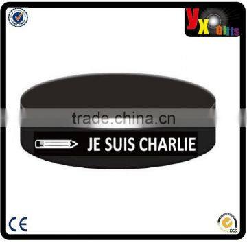 ** NEW! Black Silicone " JE SUIS CHARLIE " Charlie Hebdo Bracelet Wristband **