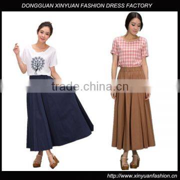 2016 Hot Sale Women Clothing Pure Color Long Linen Skirts,Wholesale Women Long Linen A-line Skirts