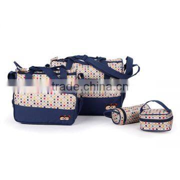 Newest Desgin Dark Blue 5pcs Multi-Function Baby Diaper Nappy Bag